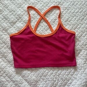 Pink and orange crop tank top